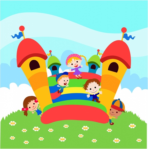 Jumping Castle Free Vector In Adobe Illustrator 599x600 Jumping Castle Free Vector In Adobe Illustrator