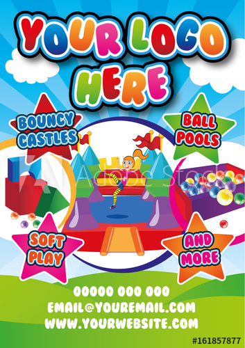 Template For Leaflet, Poster Bouncy Castle Theme Theme 353x500 Template For Leaflet, Poster Bouncy Castle Theme Theme