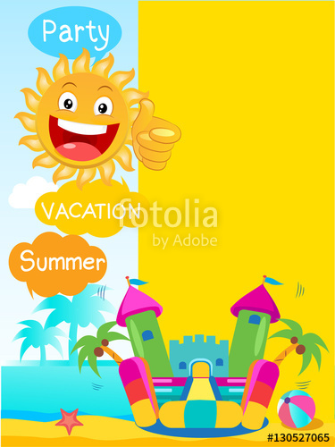 Bouncy Castle And Happy Sun Summer Rest Vector Concept Banner 375x500 Bouncy Castle And Happy Sun Summer Rest Vector Concept Banner