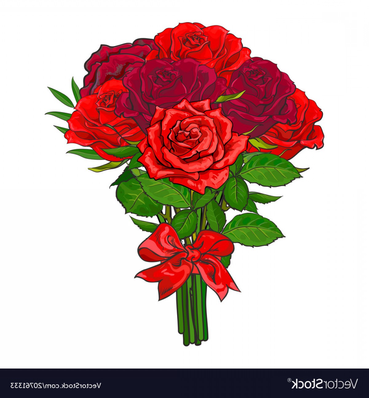 1200x1296 Hand Drawn Red Roses Bouquet Vector Savoyuptown