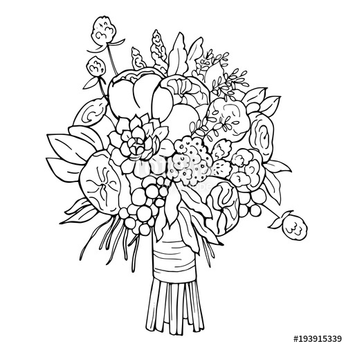 500x500 Hand Drawn Bridal Bouquet Vector Sketch Illustration Stock