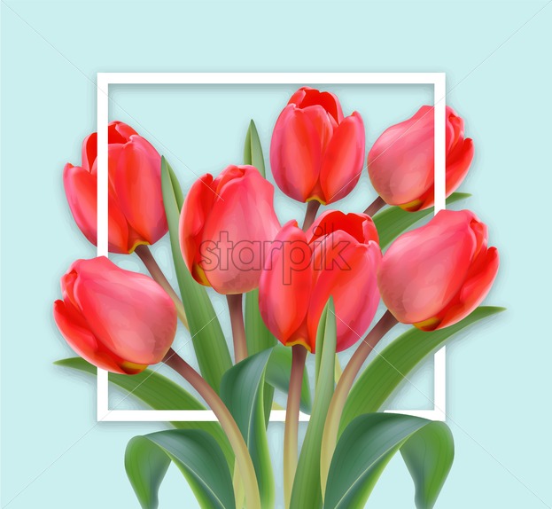 623x574 Happy Mother Day Card Tulip Flowers Bouquet Vector Realistic