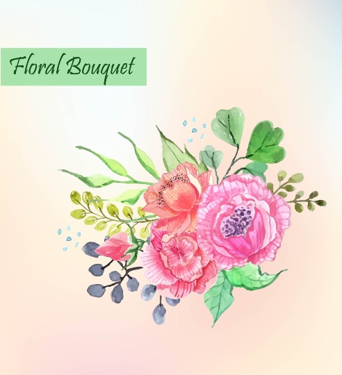 492x540 Spring Floral Bouquet, Vector Flower Bouquet, Colorful
