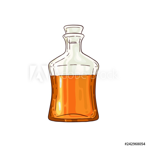 500x500 Vector Half Empty Whiskey Scotch Glass Bottle Sketch Icon No