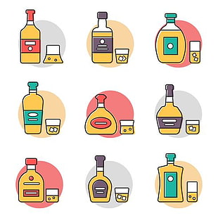 310x310 Whisky Bottles Retro Background Vector Free Graphics