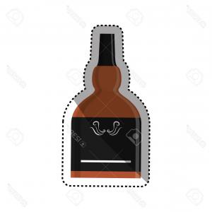 300x300 Bottle Of Bourbon Whiskey And Glass With Ice Illustration