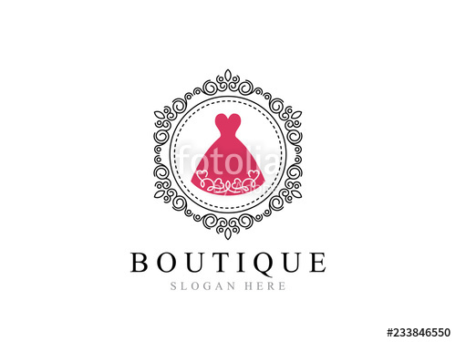500x375 Boutique Logo Vector With Dress And Floral Frame Stock Image