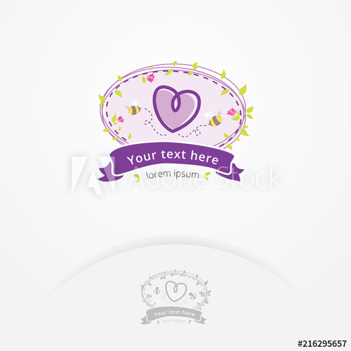 500x500 Sweet Boutique Logo Vector Of Plants With Bees And Heart Shape