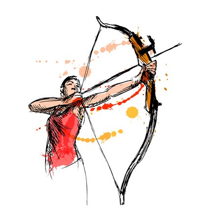 Colored Hand Sketch Woman Shooting A Bow And Arrow Vector 428x450 Colored Hand Sketch Woman Shooting A Bow And Arrow Vector