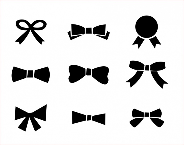 600x475 Bow Icons Collection Black Silhouette Sketch Free Vector In Adobe