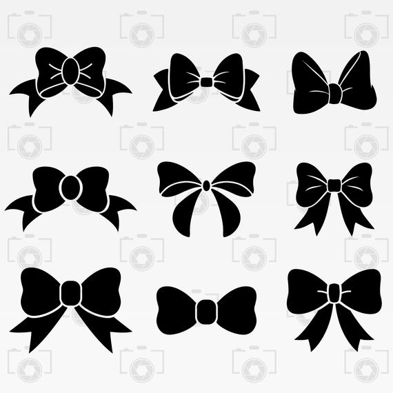 570x570 Bow Bow Vector Bow Silhouette Bow Digital Clipart Etsy