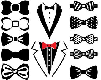 western bow tie silhouette vector clipart collection