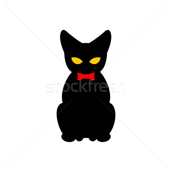 Black Cat With Red Bow Tie Silhouette Of Pet Sitting Vector Il 600x600 Black Cat With Red Bow Tie Silhouette Of Pet Sitting Vector Il