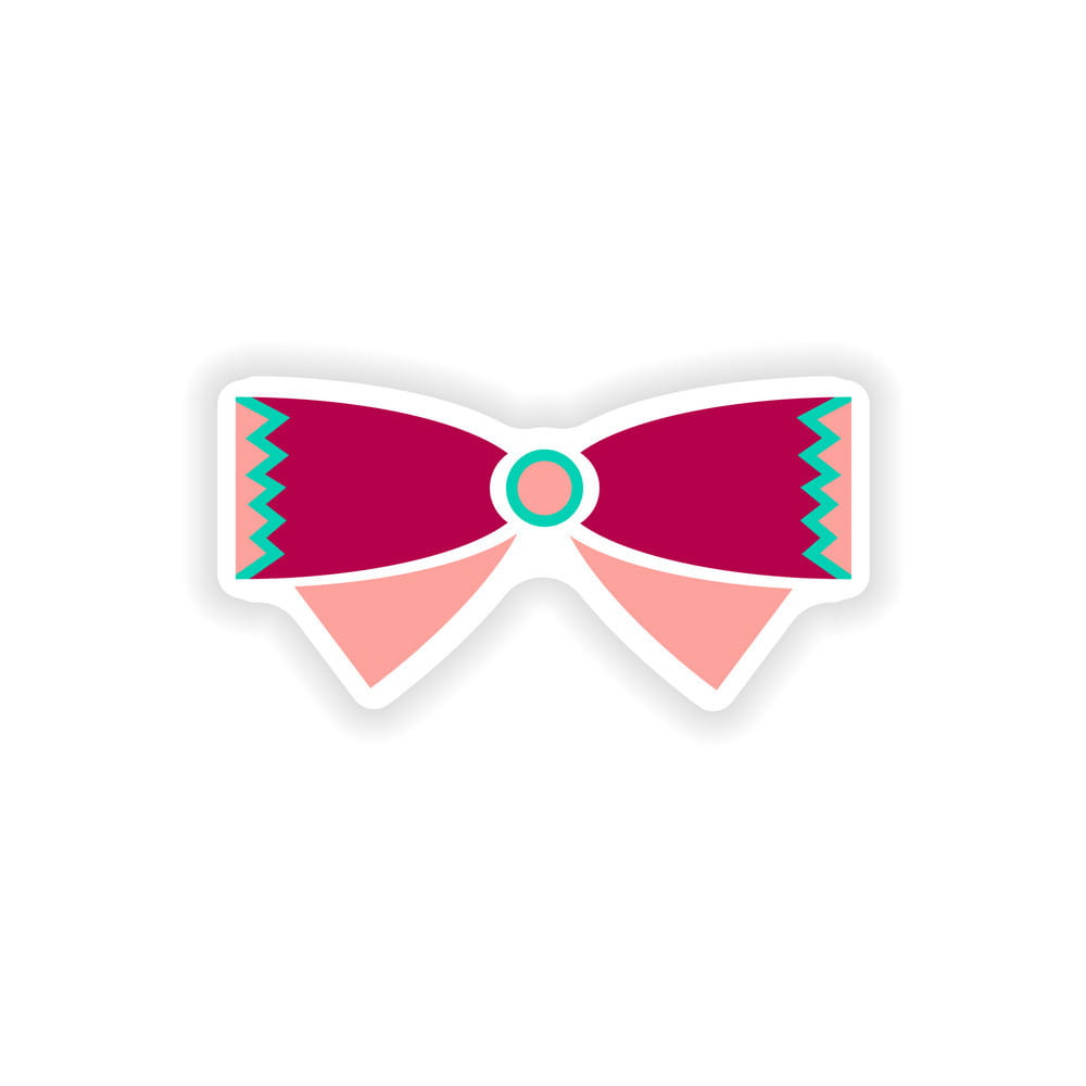 Stylish Paper Sticker On White Background Bow Tie Vector 1000x1000 Stylish Paper Sticker On White Background Bow Tie Vector