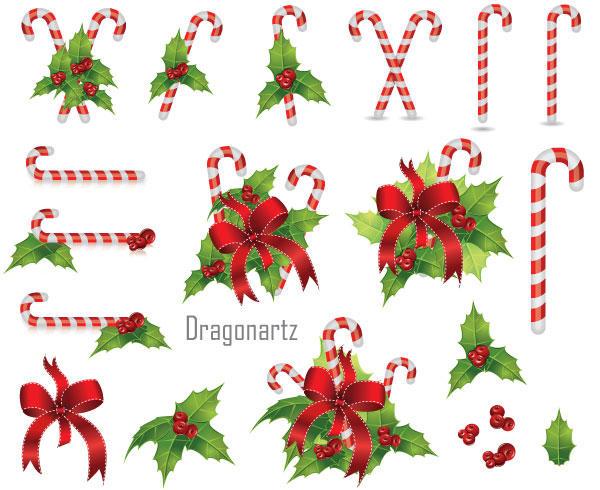 Free Christmas Candy Cane With Holly Berry And Red Bow Vector Art 600x490 Free Christmas Candy Cane With Holly Berry And Red Bow Vector Art