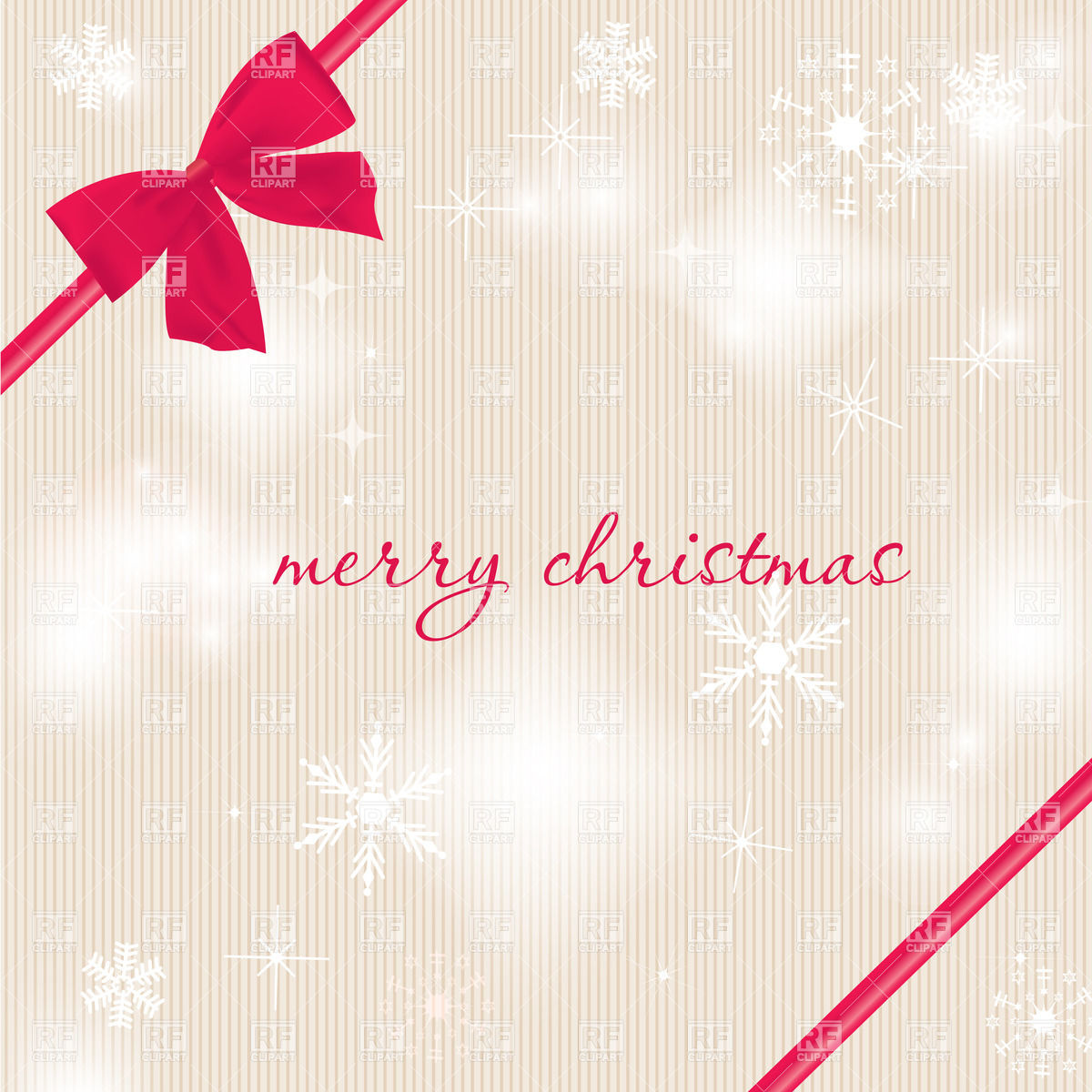 1200x1200 Christmas Greeting Card With Corner Ribbon And Bow Vector Image
