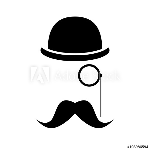 Abstract Vector Hipster Silhouette With Bowler Hat, Monocle 500x500 Abstract Vector Hipster Silhouette With Bowler Hat, Monocle