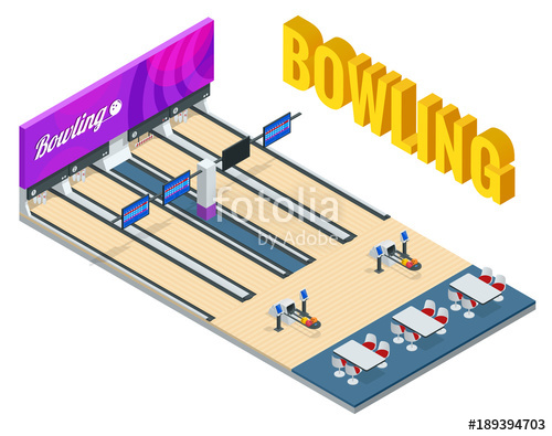 Isometric Bowling Center Interior With Game Equipment Vector 500x395 Isometric Bowling Center Interior With Game Equipment Vector