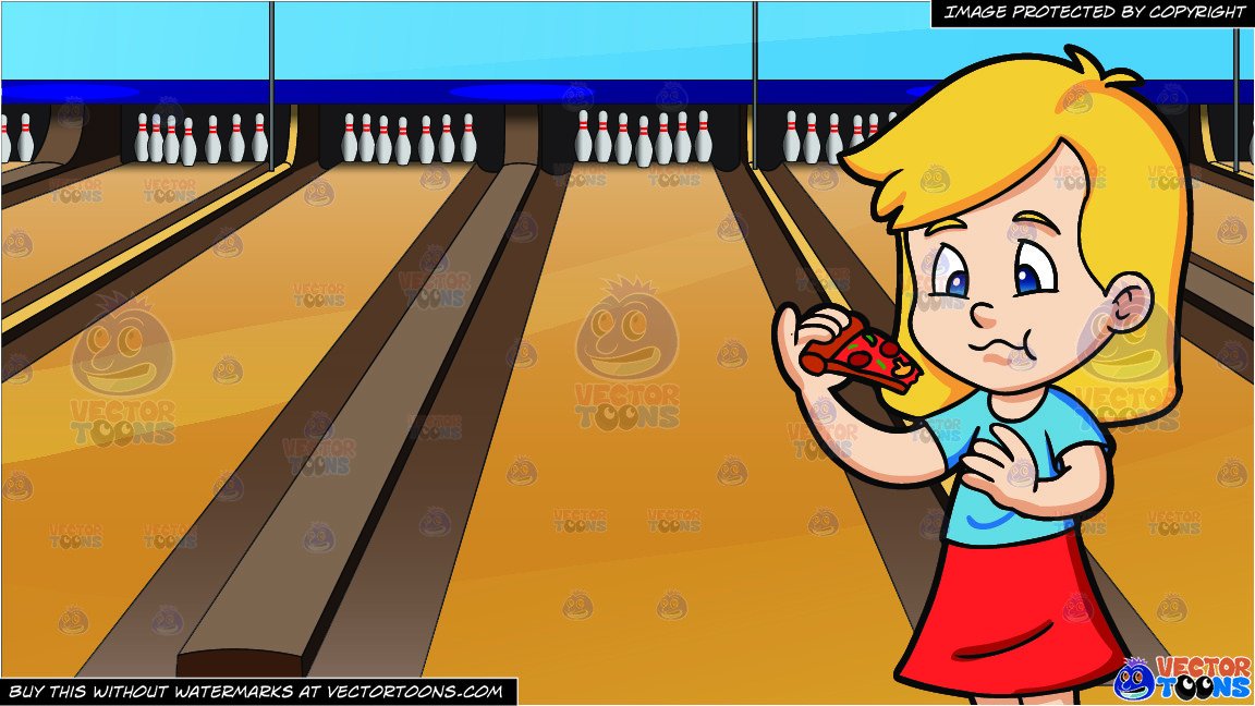 A Girl Munching A Slice Of Pizza And Bowling Lanes Background 1152x648 A Girl Munching A Slice Of Pizza And Bowling Lanes Background