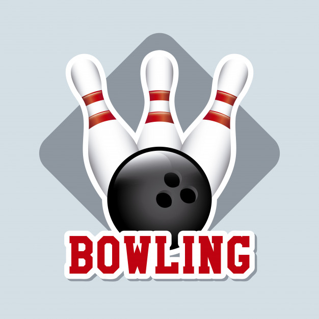 626x626 Bowling Label Over Blue Background Vector Illustration Vector