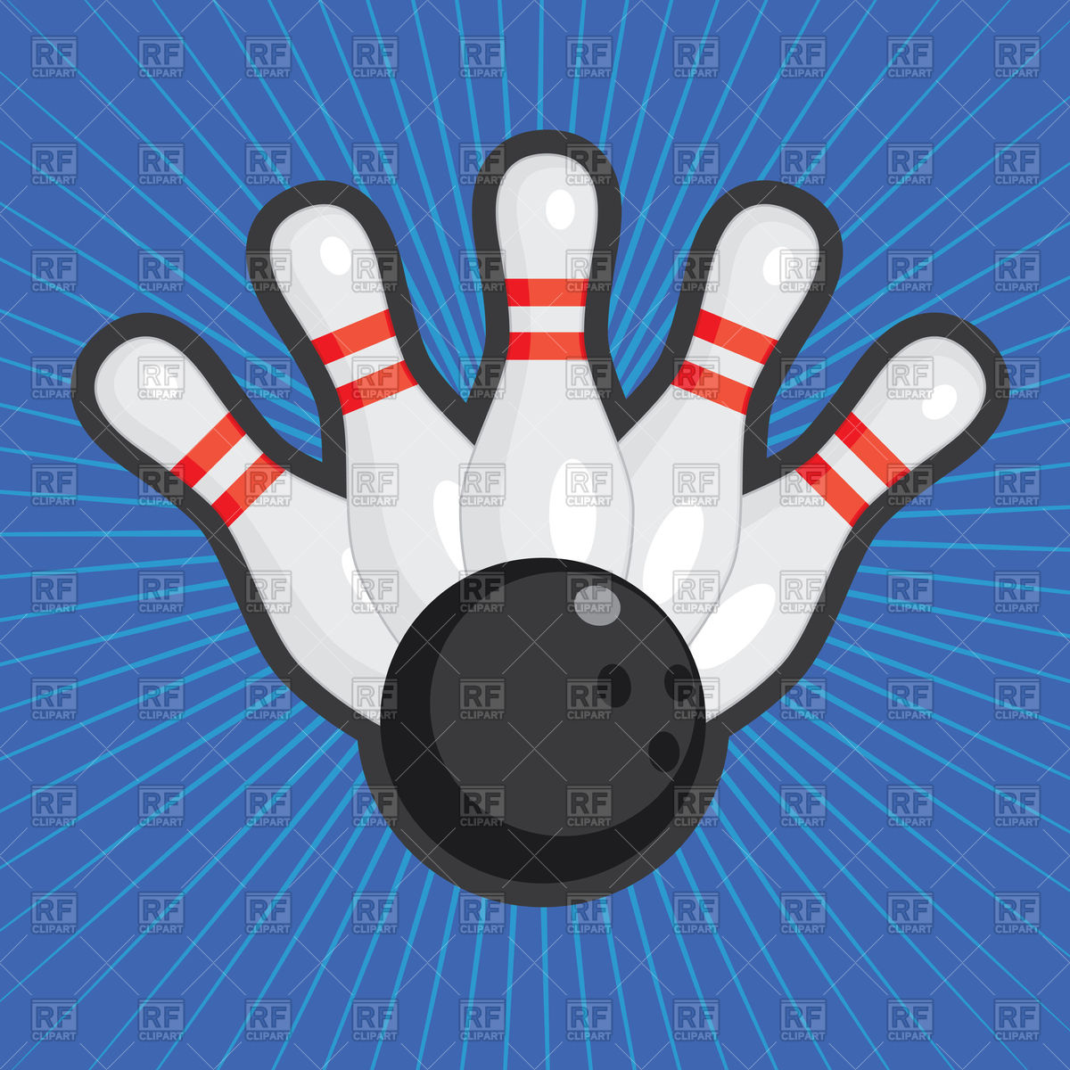 1200x1200 Bowling Skittles And Ball On Blue Background Vector Image Of Sport