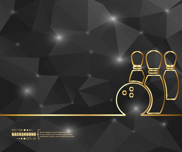 600x500 Black Polygon Background With Bowling Vector Free Download