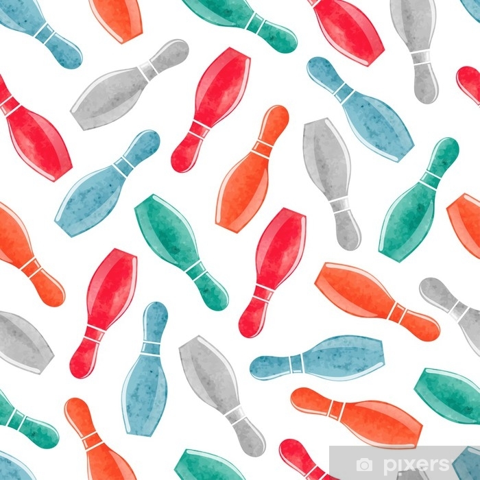700x700 Seamless Pattern With Colorful Watercolor Bowling Pins Vector