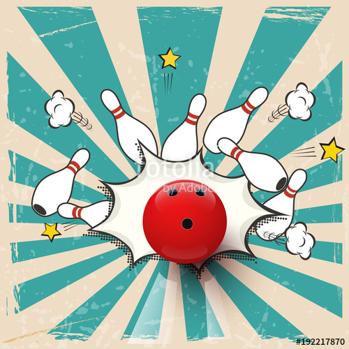 500x500 Vector Realistic Bowling Ball On Pop Art Background Bowling