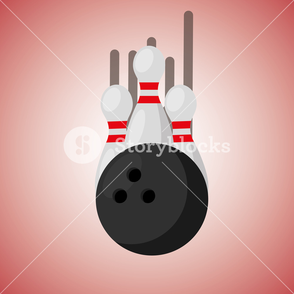 1000x1000 Bowling Pins And Ball Blurred Color Background Vector Illustration