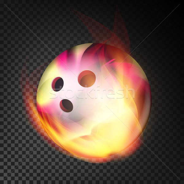 600x600 Bowling Ball In Fire Vector Realistic Burning Bowling Ball