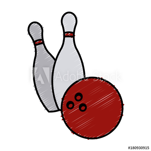 500x500 Bowling Ball And Pins Icon Vector Illustration Graphic Design