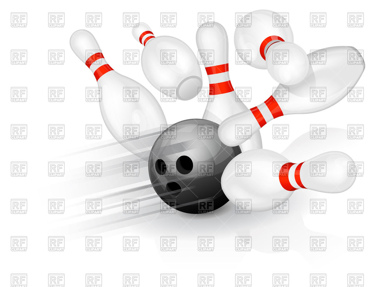 1200x923 Black Bowling Ball Crashing Into The Pins Vector Image Of Sport