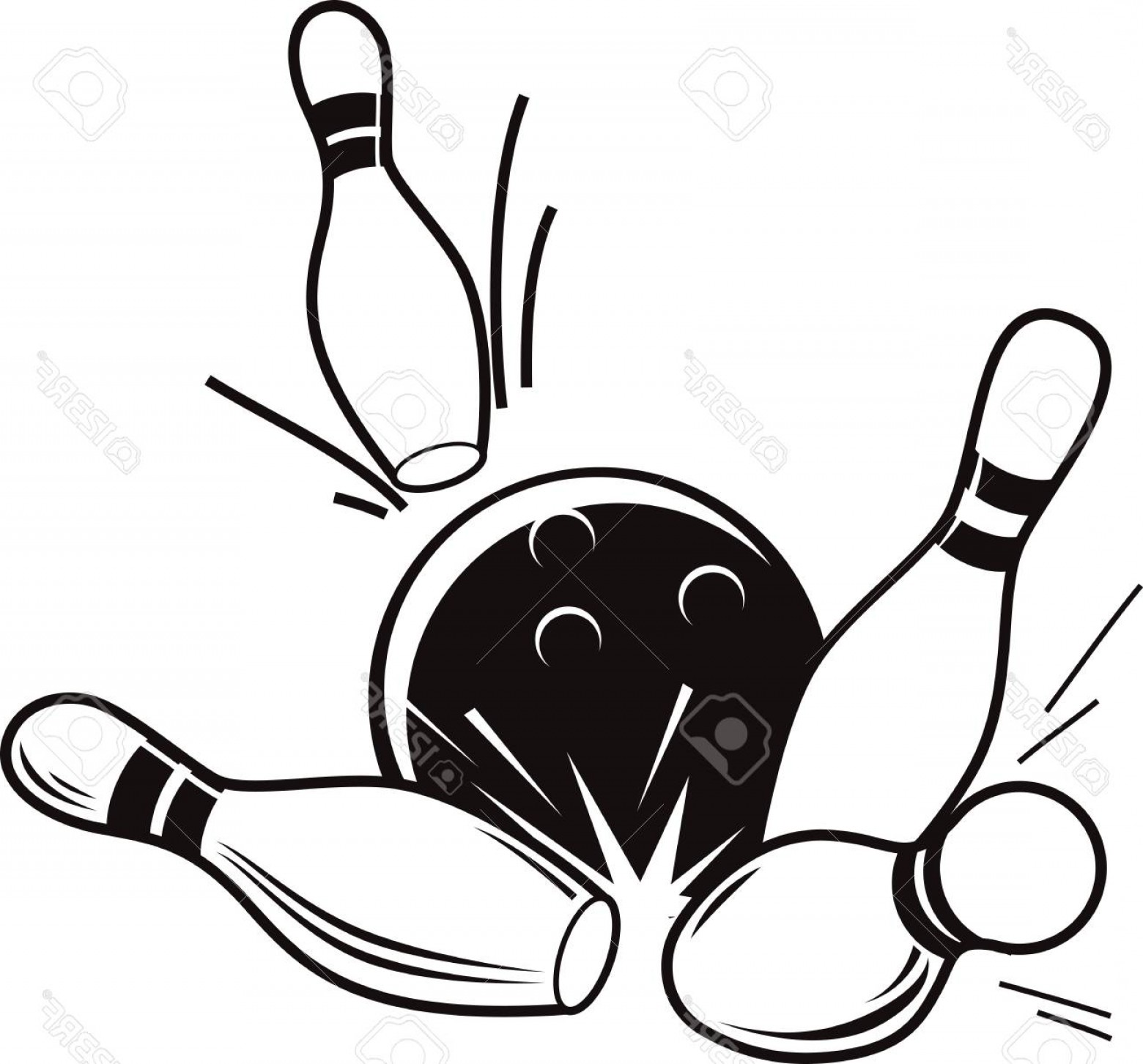 1560x1453 Photostock Vector Vector Black And White Illustration Of Bowling