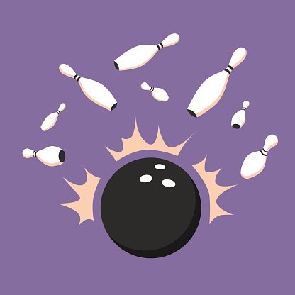 416x416 Bowling Ball In Scatter Vector Cartoon Illustration Stock Vectors