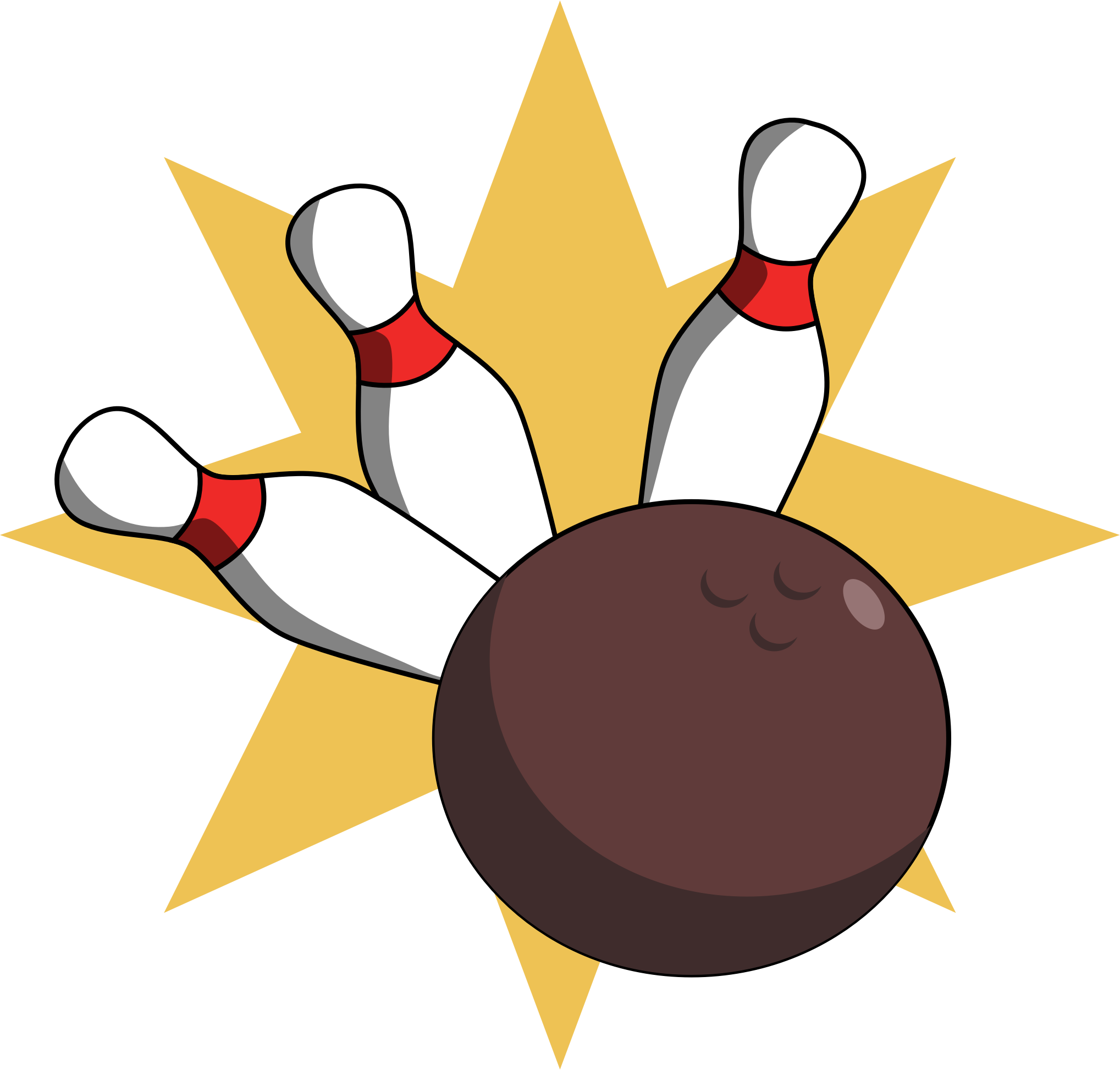 2037x1946 Bowling Ball Hitting Pins Vector Clipart Image