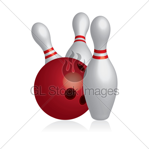 500x500 D Ten Pins Skittles With Bowling Ball Vector Illust Gl