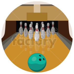 300x300 Bowling Lane Vector Clipart On Circle Background Royalty Free
