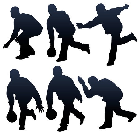 450x450 Bowling Player Silhouettes Vector Background Concept With Ink