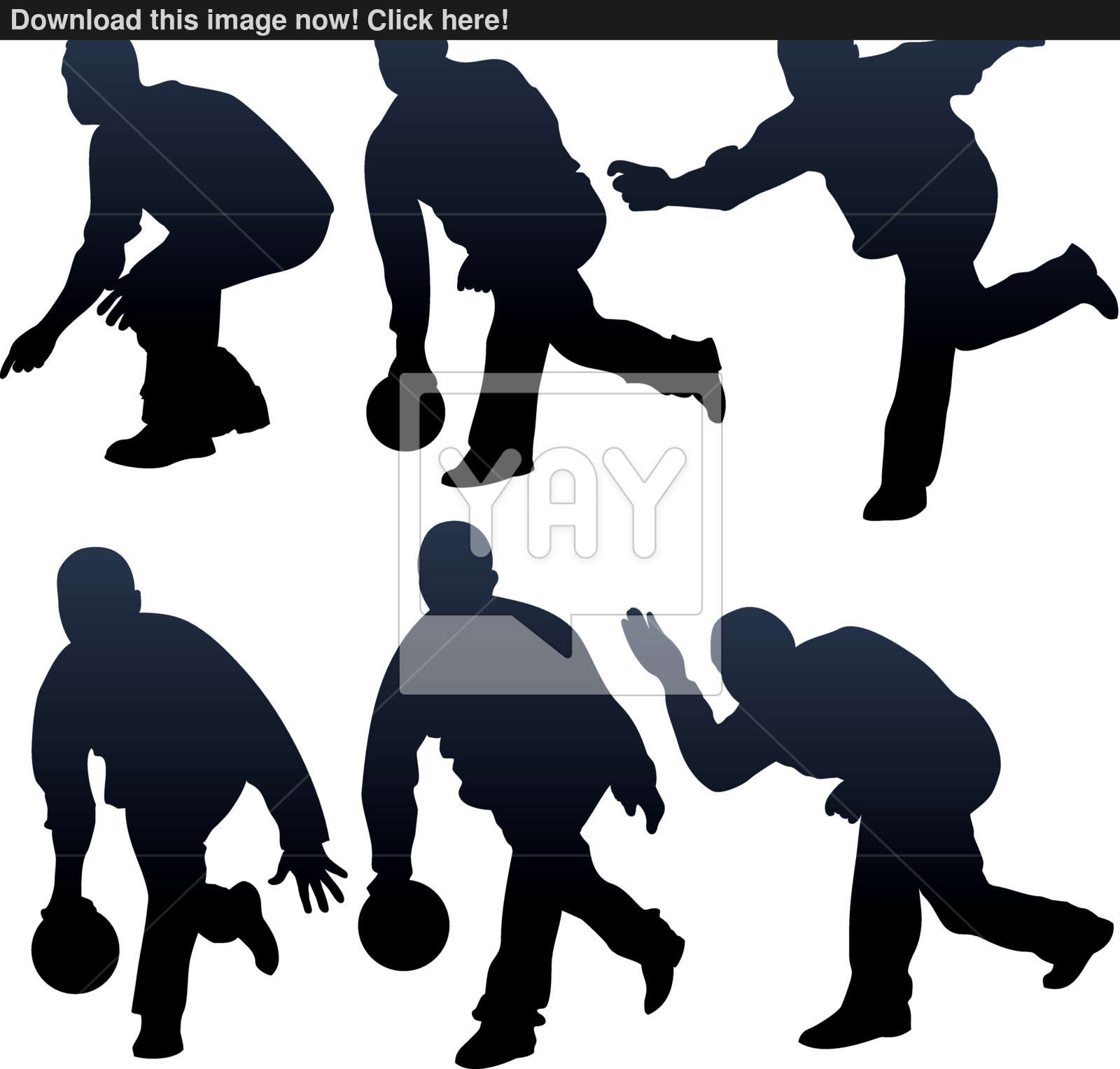 1600x1527 Bowling People Silhouettes Vector