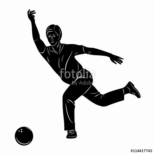 500x500 Silhouette Player Bowling Vector Drawing Stock Image And Royalty