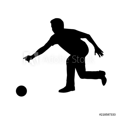 500x500 Vector Of Silhouette Man Playing Bowling