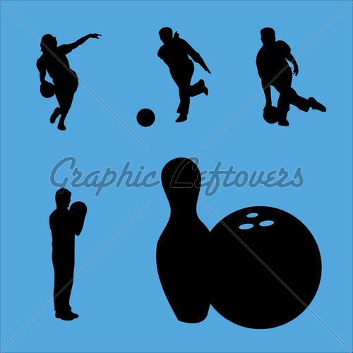 500x500 Bowling Silhouette Collection Gl Stock Images