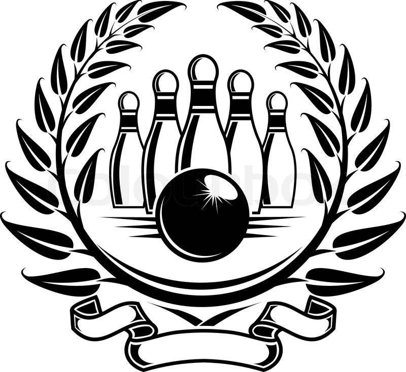 800x734 Bowling Symbol In Laurel Wreath In Stock Vector Colourbox