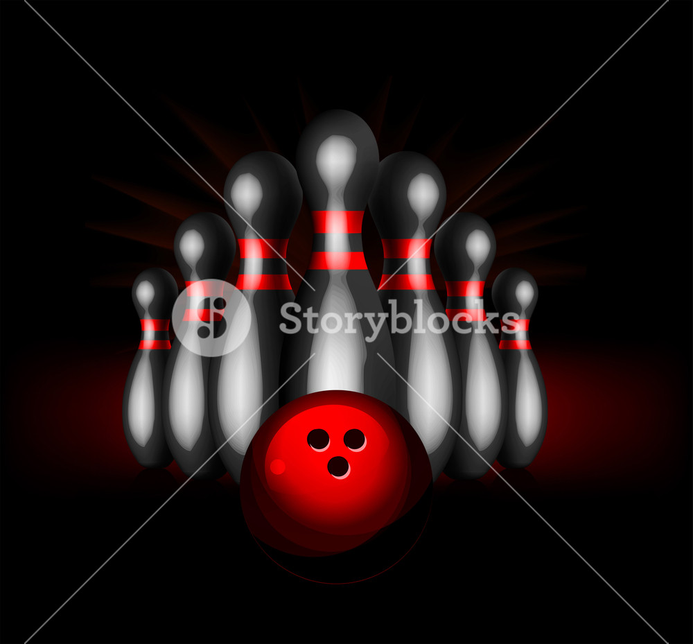 1000x929 Bowling Vector Illustration Isolated On Black Background Royalty