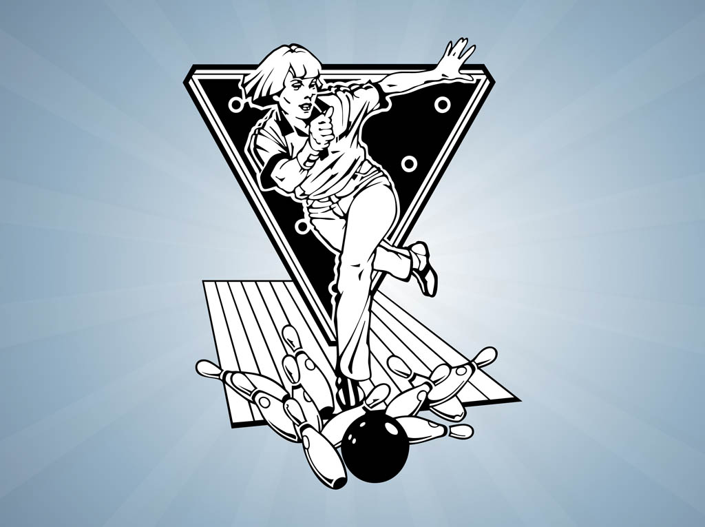 1024x765 Female Bowling Player Vector Art Graphics