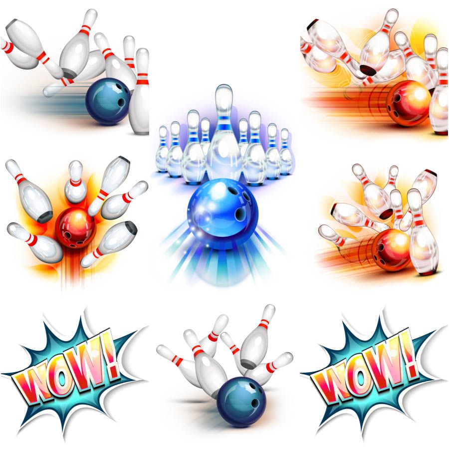 900x900 Bowling Ball Knocking Down Pins Vector Free For Download And Ready