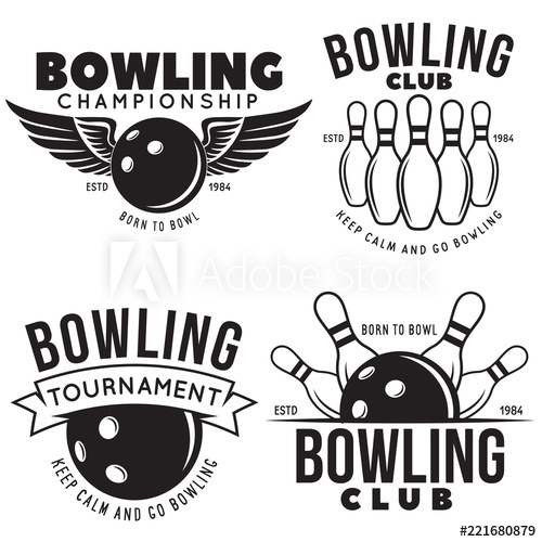 500x500 Set Of Vector Vintage Monochrome Style Bowling Logo, Icons
