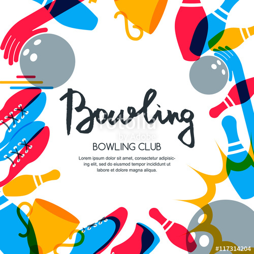500x500 Vector Bowling Square Banner, Poster Or Flyer Design Template