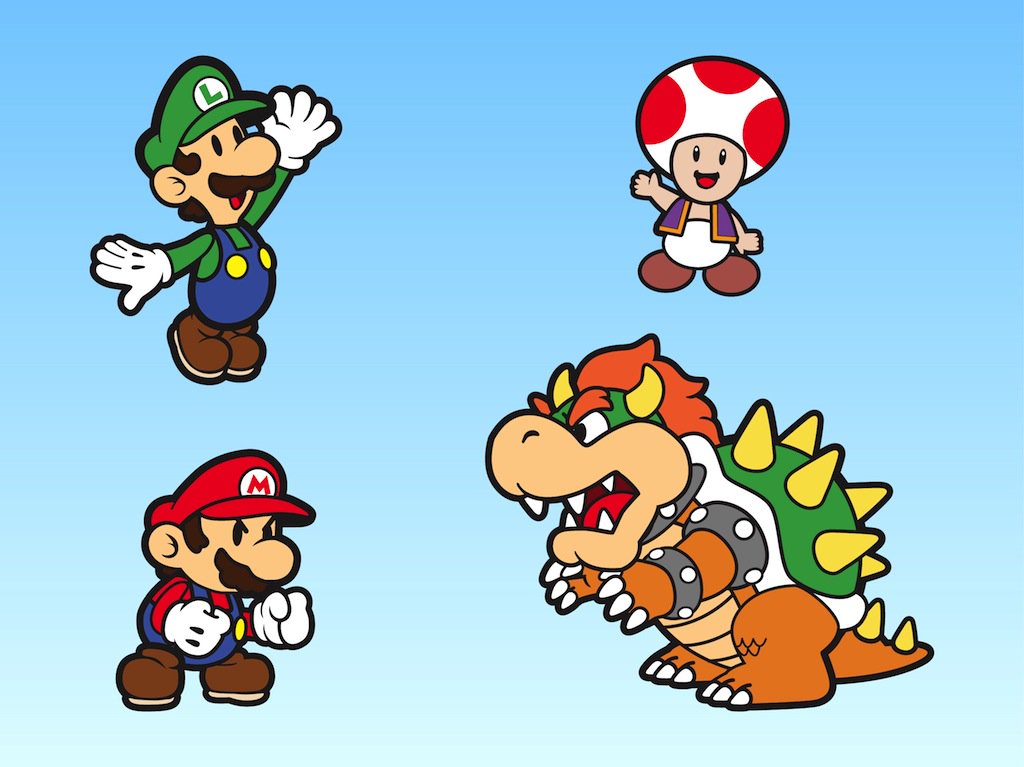 1024x767 Super Mario Bros Characters Vector Art Graphics