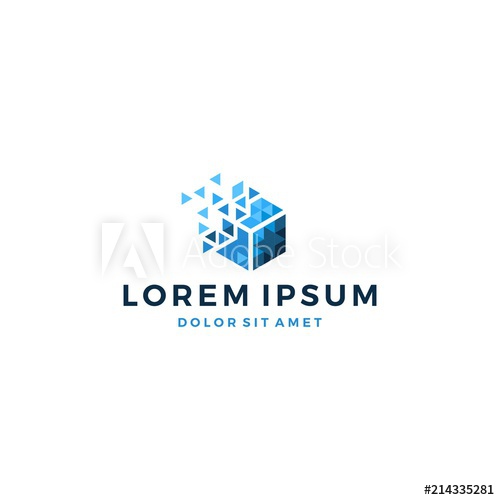 Digital Box Cube Tech Pixel Shattered Logo Vector Template 500x500 Digital Box Cube Tech Pixel Shattered Logo Vector Template